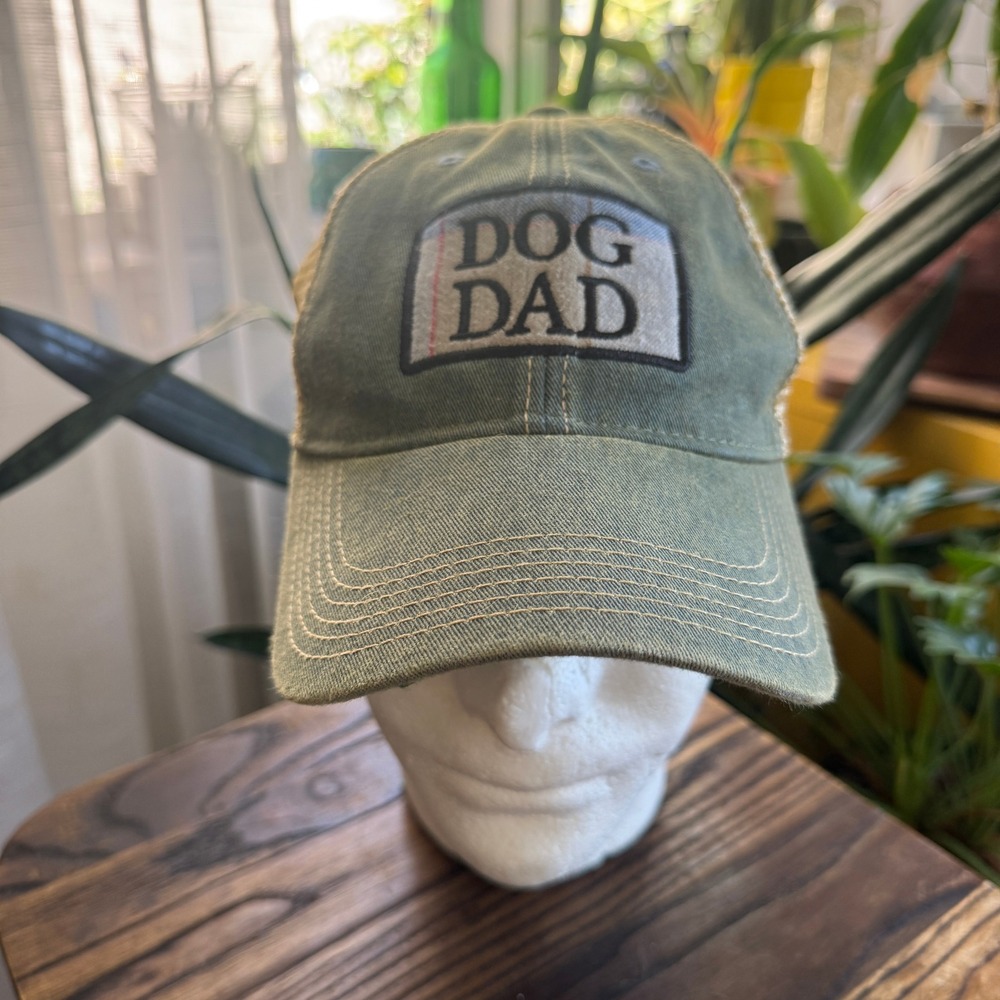 Headmost Mens Dog Dad Trucker Hat Olive Green Tan Mesh Snapback Cap